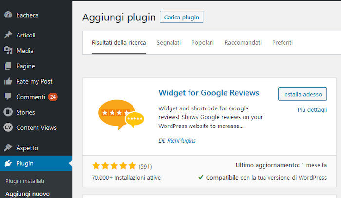 Widget per Google Reviews